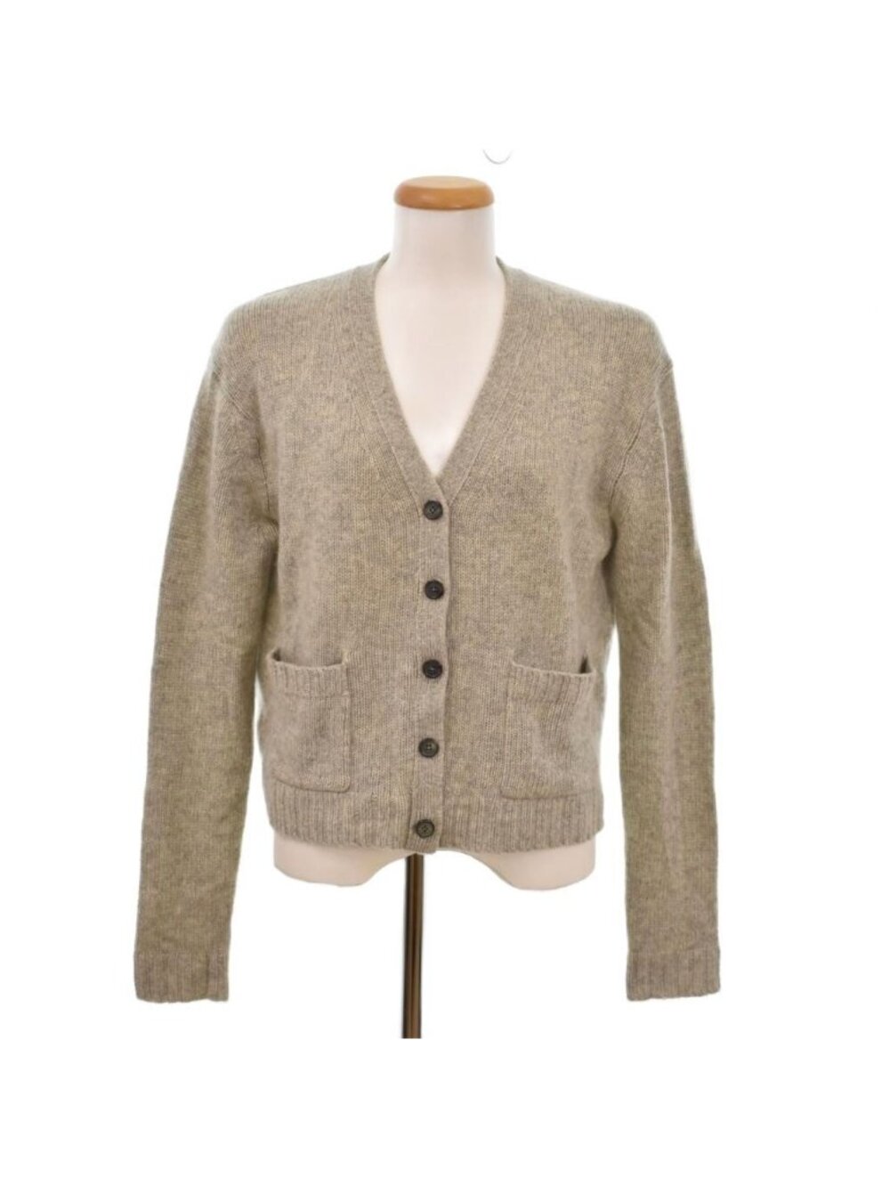 Celine Cardigan Cashmere Front Button Knit Sweater Gray L